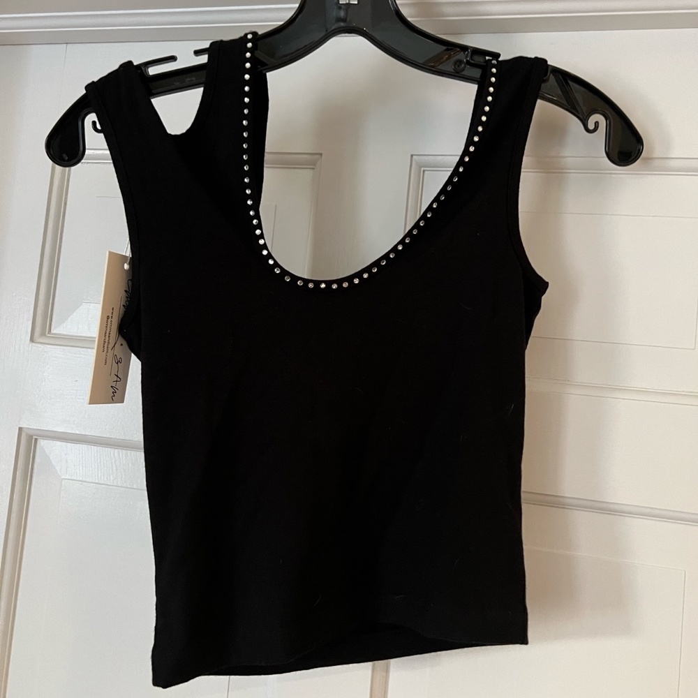 Emma and Sam Cropped one shoulder tank with Rhinestone Size M